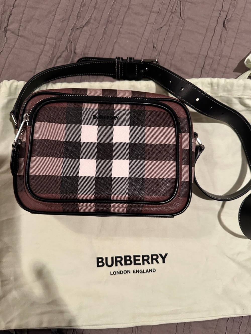 Burberry Dark Birch Check Leather Bag